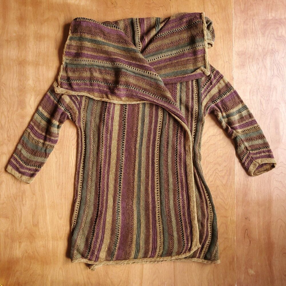 Lauren Ralph Lauren Open Front Drape Cardigan Sweater Womens S/M Linen Silk Wrap - Picture 3 of 11